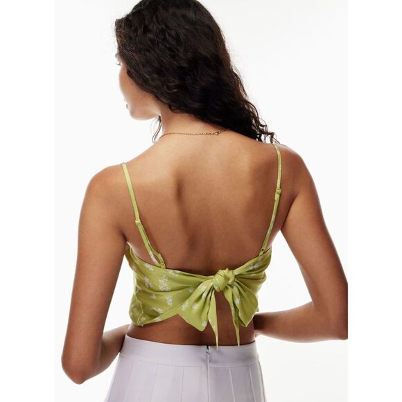 NWOT Aritzia SUNDAY BEST Elektra Green Satin Tie Back Cropped Tank Top, Size M - Picture 12 of 14